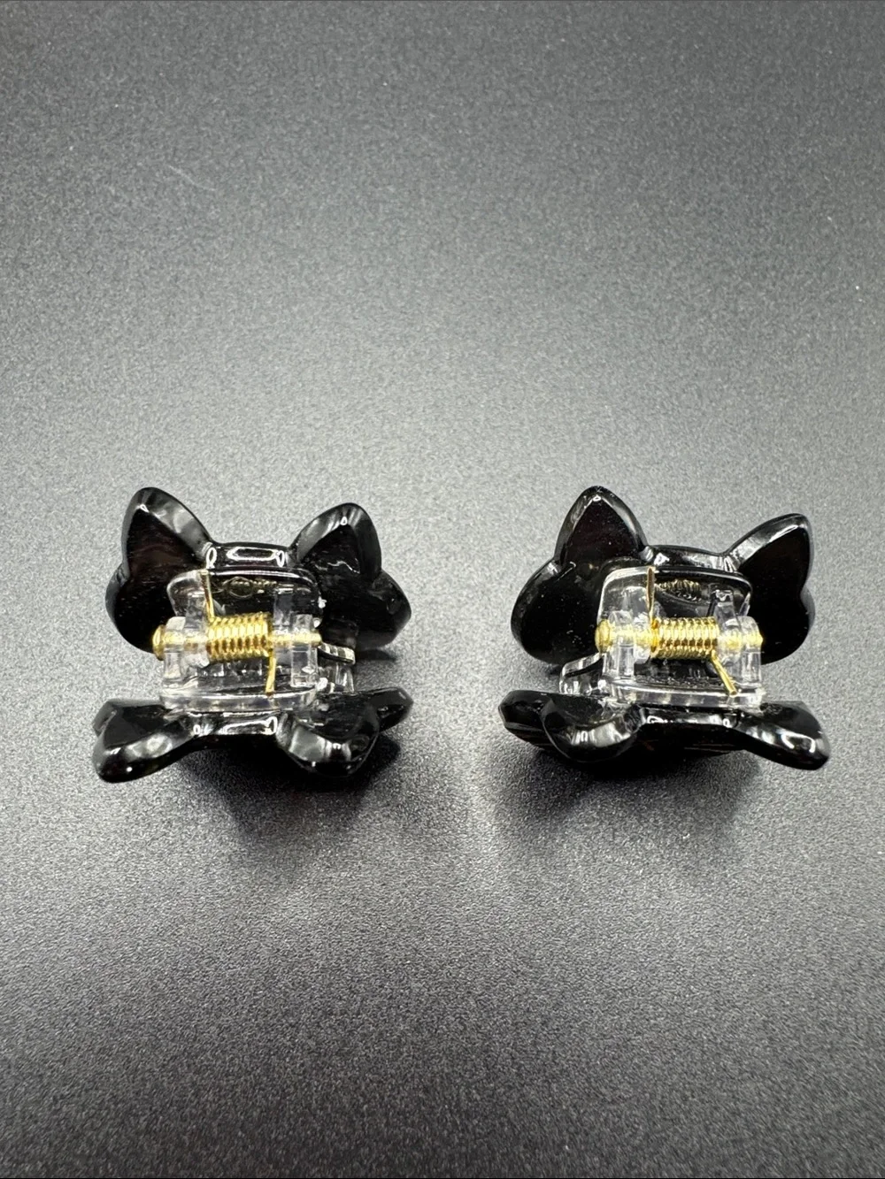 Black Cat Face Hair Clip  - Gold Accent set of 2